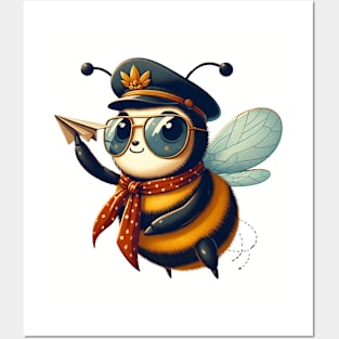 Funny cute bumblebee pilot Posters and Art